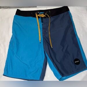 RVCA  Men’s 2 Tone Color Block Board Shorts Size 31 Classic Non Stretch Blue
